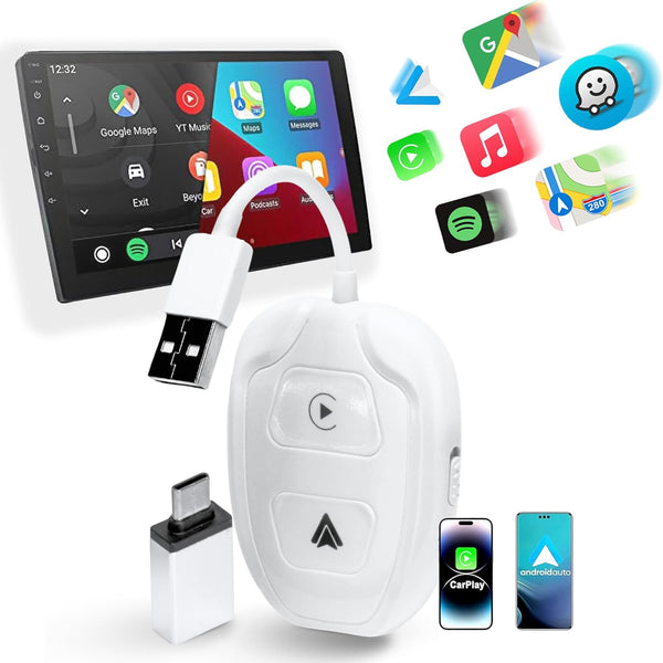 Wireless Carplay & Android Auto Adapter, 2 in 1 Dongle for Converts Wired to Wireless Compatibility for Cars