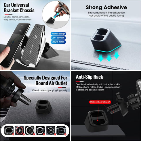 2 Pack Car Dashboard Stand, Stick-on Base Mount for Table Phone Holder Bracket, Desktop Wireless Charger Magnetic Clip