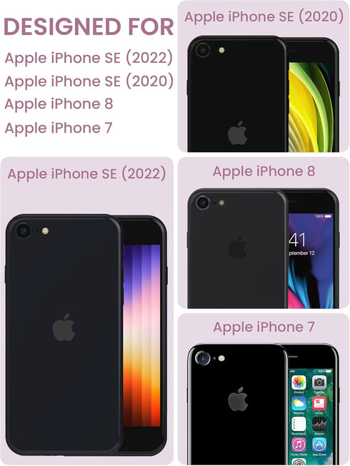 Dretal iPhone SE 2022/2020 Case, with Tempered Glass Screen Protector, Military Grade Drop Tested, Purple