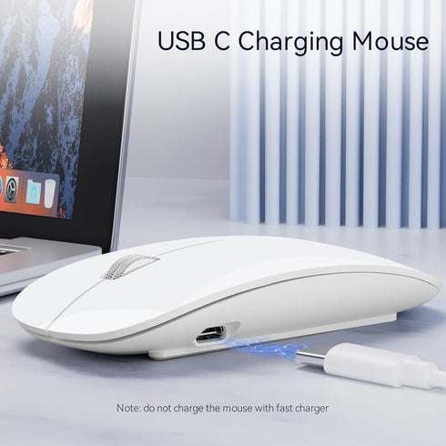 Uiosmuph G11 Wireless Mouse, USB C Rechargeable Slim Silent Computer Mouse with USB Nano Receiver for Laptop/Mac/PC