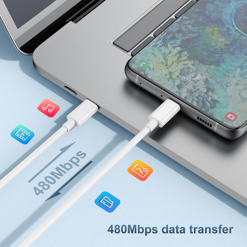 20W USB C Fast Charger Block & 10 Ft Type C to C Cable (60W) for iPhone 15 Pro Max, iPad, MacBook, Samsung.