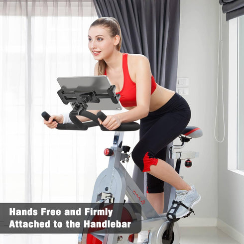 Spin Bike Tablet Holder Mount, Compatible with iPad Phone Bike Holder Handlebar Stand for Indoor Exercise Bicycle, Stationary Bike, Treadmill, Fits for iPad Pro, Galaxy Tabs