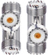 UHF Triple Tee Connector UHF Female to Dual UHF Female 3 Way Splitter Coax Adapter PL259 SO239 T Shape Adapter, 2 Pack