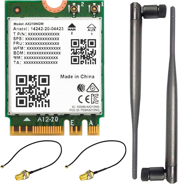 Wireless AX210 NIC, Gigabit Tri-Band Wi-Fi 6E, 802.11AX Standard, Bluetooth 5.2, AX210 NGW Wifi Card, MU-MIMO NGFF