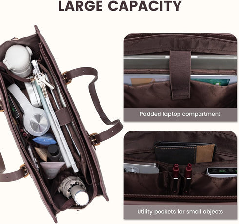LOVEVOOK Laptop Bag for Women 15.6 inch Canvas Laptop Tote Bag, Large Capacity Work Bag with Clutch Purse, Computer Bag