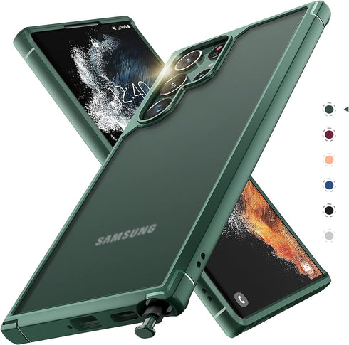 TOCOL Translucent Matte Case for Samsung Galaxy S22 Ultra - Military Grade Shockproof, Slim Fit Protective Cover (Green)