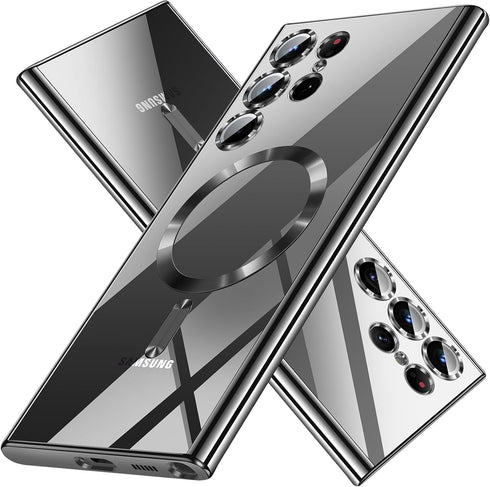 Samsung Galaxy S24 Ultra Case, Magnetic Cover for 6.8 Inch, Glossy Slim Thin Compatible with MagSafe, Black