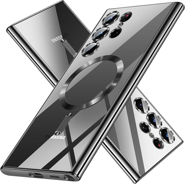 Samsung Galaxy S24 Ultra Case, Magnetic Cover for 6.8 Inch, Glossy Slim Thin Compatible with MagSafe, Black