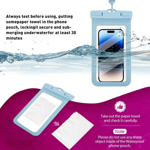 Waterproof Phone Pouch Floating, Transparent PVC, 2 Pack, Phone Protector for iPhone 15 14 13 12 11 Pro Max