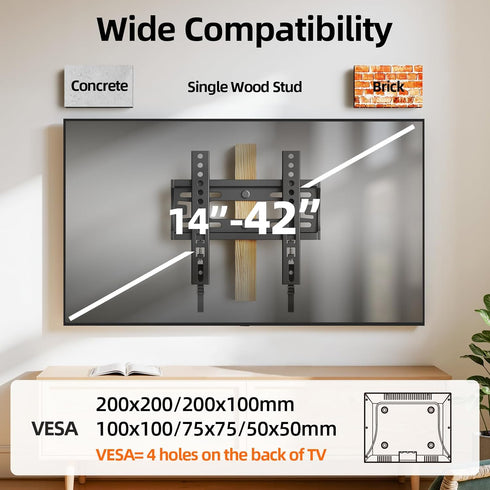 IWORKBOARD 32 40 42 inch 200x200mm, 66lbs, 19 24 42 inch IWORBOARD Fixed TV Monitor Wall Mount for LED LCD TVs