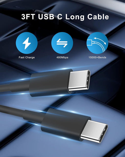 USB C Fast Car Charger for iPhone 16/16 Pro Max/15/15 Pro Max, 2 Pack 67W 3-Port Adapter with USB C to C Cable