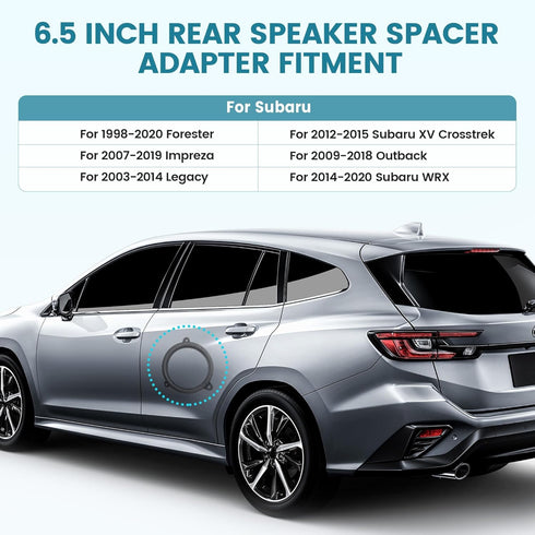 for Subaru 6.5 Inch Rear Door Speaker Adapter Bracket W/ Speaker Harness 1998-2020 WRX Forester Impreza XV Crosstrek Replace Rear Door Speaker Spacer Ring Kit