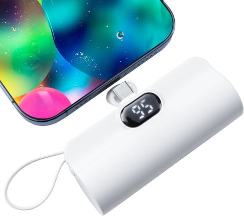 Mini Phone Charger 5500mAh Portable Power Bank, Dual USB-C Ports, LCD LED Display Compatible with iPhone 15/Android