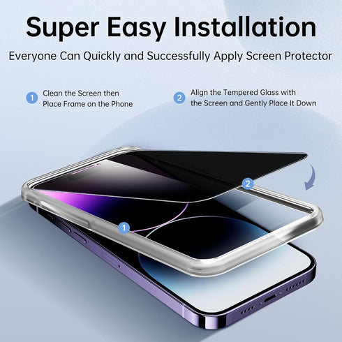 SYNCWIRE 9H Shatterproof Privacy Screen Protector for iPhone 14 Pro Max, 6.7" Full Coverage, Anti-Spy, 2-Pack.