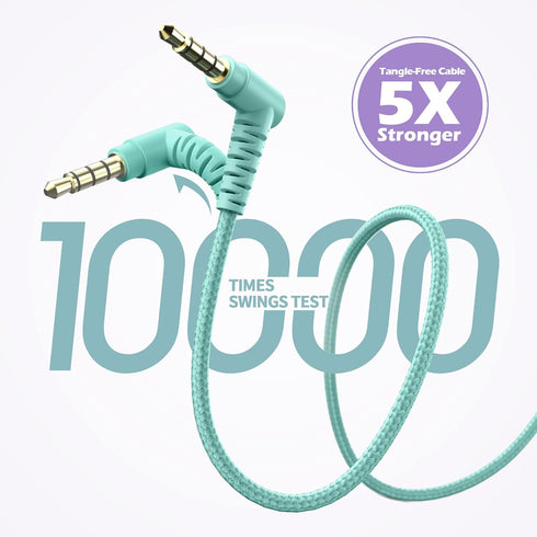 AILIHEN I35 Kids Headphones On-Ear for School, 93dB, 3.5mm Wired Mic for Chromebook, Laptop, Green/Purple