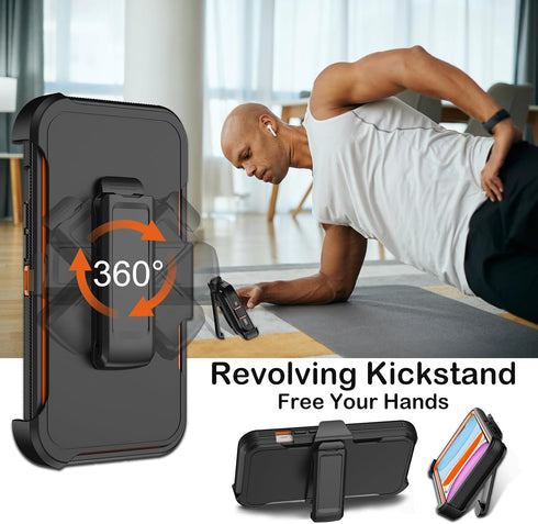 Heavy Duty Shockproof Drop Protection Case for iPhone 11 with Belt Clip Holster & Built-in Screen Protector