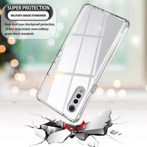 VIESUP Crystal Cellular Phone Case for LG Velvet 5G/G9 - Transparent Shockproof Silicone Soft Case with Camera