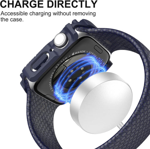 Waterproof Case 44mm for Apple Watch Series 6/5/4/SE with Tempered Glass Screen Protector, Hard PC Bumper Cover for