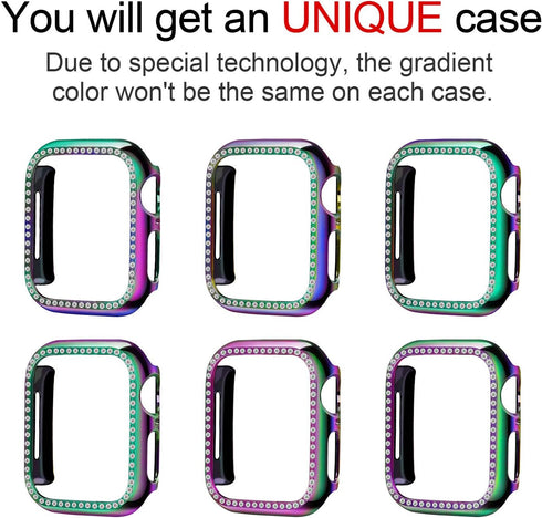Compatible Apple Watch Case 44mm SE SE2, Bling Crystal Diamonds Bumper Cover for Women, Hard PC Frame
