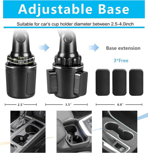 Universal 2 in 1 Car Cup Holder Tablet Mount - Upgraded 9" Long Neck iPad Holder for All Cellphones/Tablets up to 12.9"