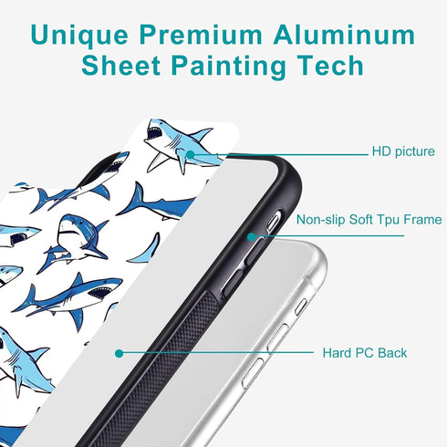 Blue Shark Art Animal Design Case for iPhone 15, Soft TPU Hard Back, Shockproof