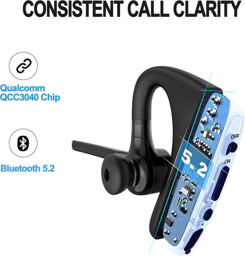 Conambo 2024 Upgraded K10C Bluetooth Headset V5.2, Wireless Headset with CVC8.0 Dual Mic, 16Hrs Talking