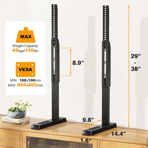 37 86 Inch 150lbs, 800x600mm, Universal TV Legs, Table Top TV Stand Base with Height Adjustable for Most to TVs