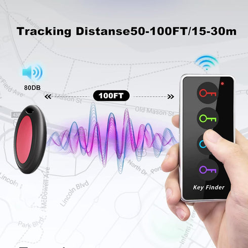 Key Finder Wireless Tracker, Easy to Use, Perfect for Seniors, 1 RF Transmitter & 4 Receivers