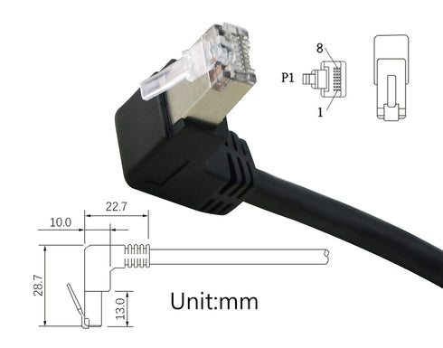 SinLoon RJ45 Ethernet Adapter Cable - 90 Degree Downward Male to Female Ethernet Switch Adapter for CAT 5/CAT 6