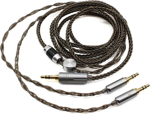 Youkamoo 8 Core Braided Silver Plated Replacement Cable for Hifiman HE4XX, 3.5mm to Dual 3.5mm Male