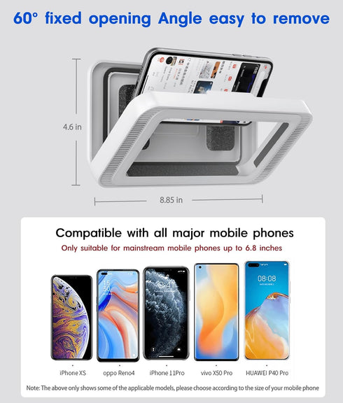 Waterproof Phone Holder for Shower, 360° Rotation, Adjustable Angle, Wall Mounted for Bathroom Mirror, Up to 7 Inch