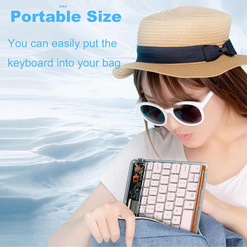 Portable Bluetooth Keyboard, 7-Colors RGB Backlit Mini Keyboard, Rechargeable Ultra-Slim Tablet Keyboard for