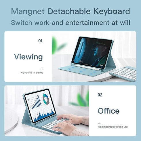 Keyboard Case for iPad Mini 5/4, Wireless Bluetooth Keyboard with Soft Back Cover & Pencil Holder, Teal