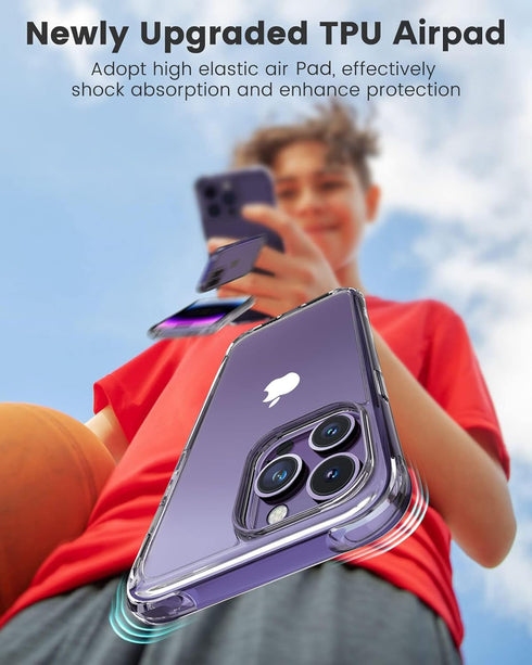 Mkeke iPhone 14 Pro Case Clear, Military Grade Protection, Not Yellowing Shockproof Phone Cover