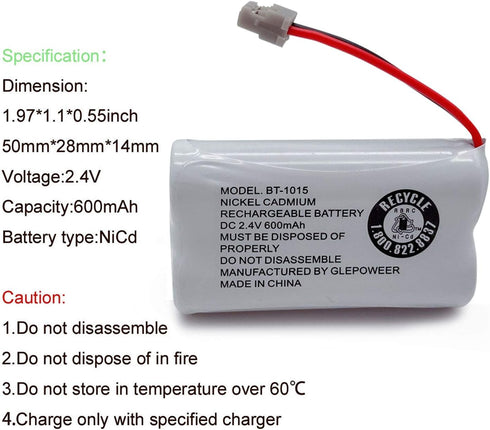 BT1015 BT1007 Cordless Phone Battery - Compatible for Uniden DCX150 DECT1500 D1484 (3 Pack)