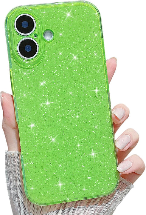 Finyosee Compatible with iPhone 17 Neon Case,Cute Aesthetic Bling Glitter Thin Slim Shockproof
