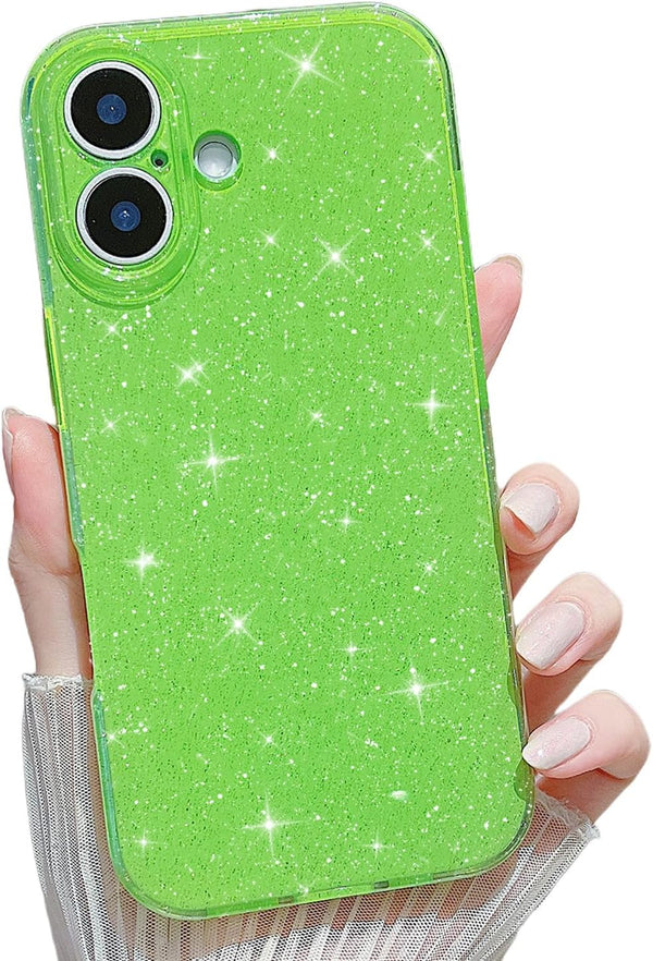 Finyosee Compatible with iPhone 17 Neon Case,Cute Aesthetic Bling Glitter Thin Slim Shockproof