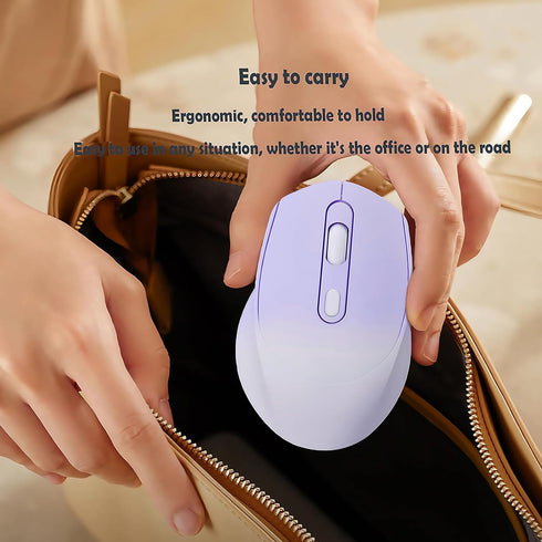 Yadojingcn 2.4G+BT 3 Wireless Gradient Color Rechargable Mouse Slim Silent Dual-Mode Portable Office Mouse with USB