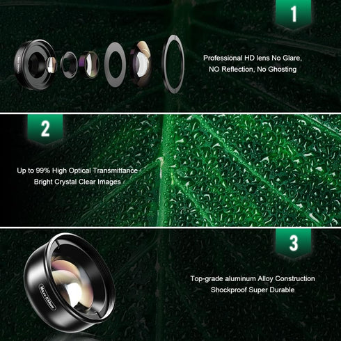 100mm Macro Lens Kit, 10X HD Macro Photography Lens with CPL Filter Kit, Universal Lens Clip for Smartphones