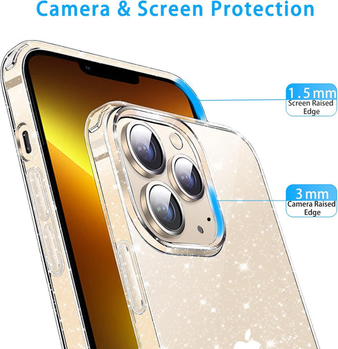 Compatible with iPhone 13 Pro Max Case, Clear Glitter Sparkle Slim Bumper Cover, Soft Shockproof Phone Case (6.7 inch)