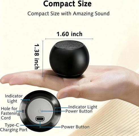 TKTDBX 5.3 IP7 8 Portable Mini Bluetooth Speaker, Small Wireless Speaker Bluetooth with Stereo Sound, Deep Bass, TWS
