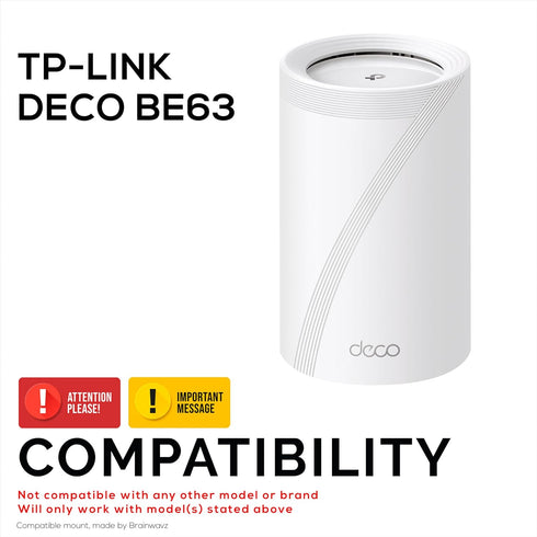 BE63 (BE1000) Adhesive Wall Mount for TP Link WiFi Mesh Router, Easy to Install Holder, Stick On & Screw in Mounting