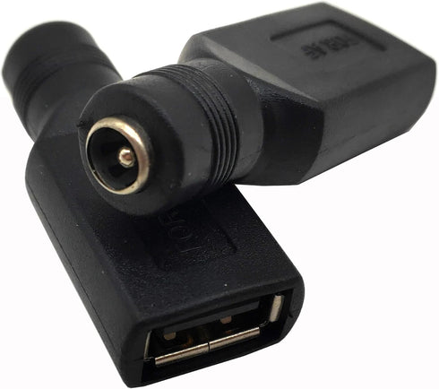 USB A to DC Power Adapter, 2Pcs - Female Connectors 5.5x2.1mm for Laptop Charging