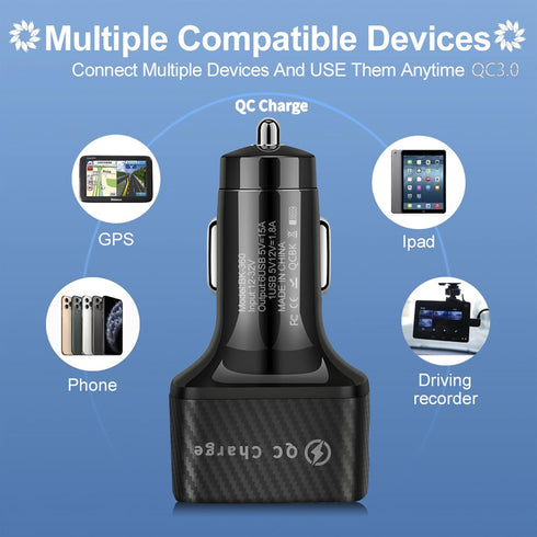 Amiss Car Charger Adapter, 6 USB Multi Port Fast Charger with QC 3.0 and 5 Other Ports, Car Interior Accessories for