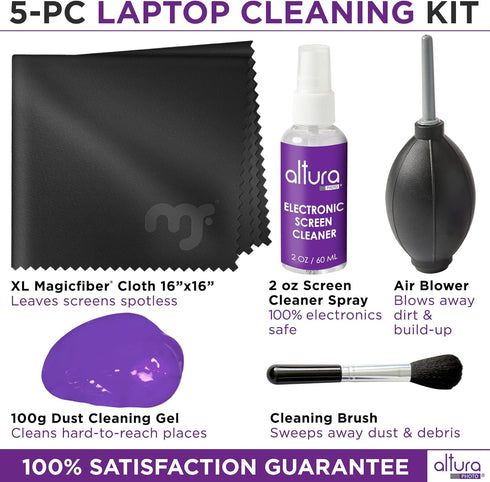 Altura Photo Laptop Cleaning Kit 5 pc - Keyboard Cleaning Kit - Includes Laptop Screen Cleaner, Air Blower, Brush, Keyboard Gel, & Microfiber Cloth - PS4 Cleaner - Keyboard & Computer Cleaner