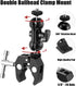 WANBY 1/4" 3/8" Double Ballhead Magic Arm Camera Clamp Mount Monitor Mount Bracket with Super Clamp with and Thread