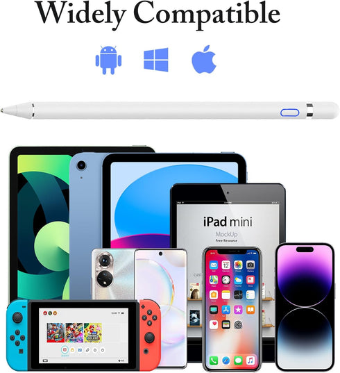 Stylus Pen for Touchscreen, Rechargeable Universal iPad Pen, Fine Point Digital Pen Compatible with Android, iOS,