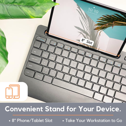 X9 Wireless USB-C Keyboard and Mouse Combo, Dual USB Port Compatibility, Versatile Wireless Set with 8" Phone Stand and