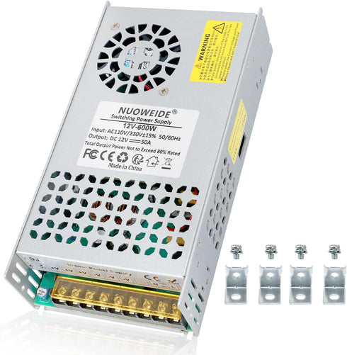 12V 50A 600W Power Supply Transformer, 110V AC to DC 12v Converter