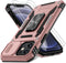 DEERLAMN iPhone 12/12 Pro Case - Rose Gold, Military Grade Shockproof, Slide Camera Cover, 2 Screen Protectors,